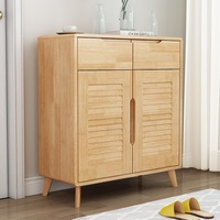 Solid Wood Shoe Cabinet with Drawers/Shoe Rack/ Rubberwood & MDF