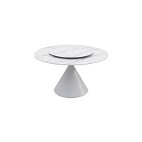 Wynot Ceramic/Marble Round Dining Table/Lazy Susan/ White Steel Base