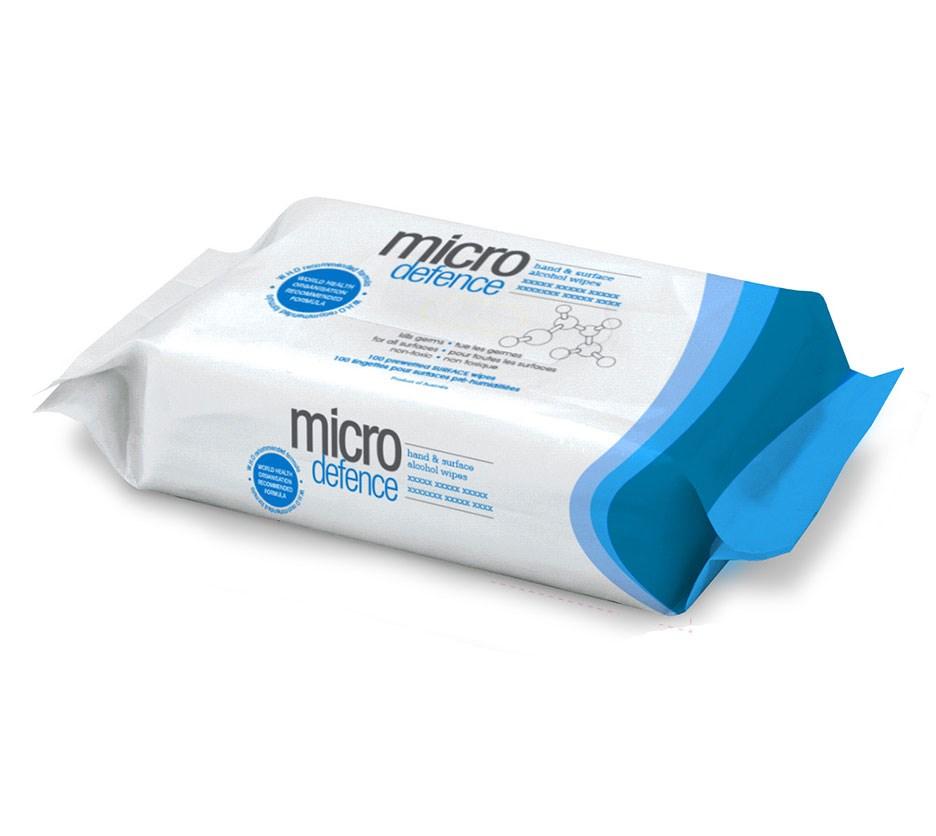 CaronLab Micro Defence Hand & Surface Alcohol Wipes - Pack of 100