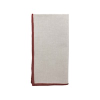 Jetty Embroidered Napkins, Set of 4 - Red & Oatmeal
