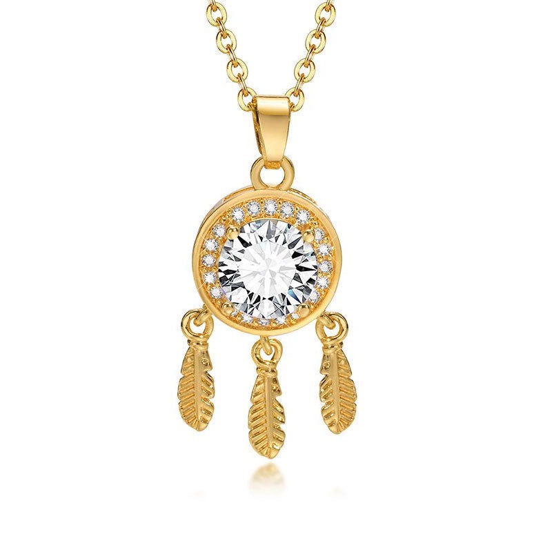 Buy Stainless Steel Golden Dreamcatcher Necklace MyDeal