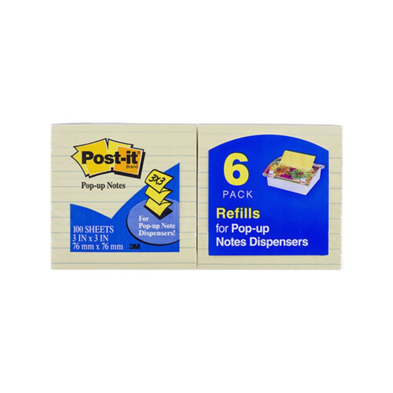 Buy PostIt PopUp Notes R335YL Yellow Lined 73X73 Pack 6 MyDeal