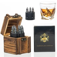 Don Vassie XL Whisky Silver Bullet Chillers with Revolver Holder and a Wooden Box