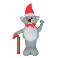 Cuddles The Koala & Candy Cane Illuminated Christmas Inflatable Display - 1.3m