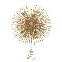 Glittered Champagne Starburst Christmas Tree Topper Decoration - 38cm