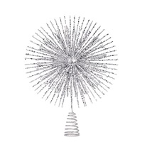 Glittered Silver Starburst Christmas Tree Topper Decoration - 38cm