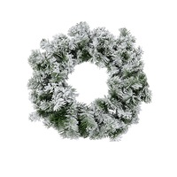 Moderately Flocked Snow Christmas Pine Wreath With 120 Tips - 55cm