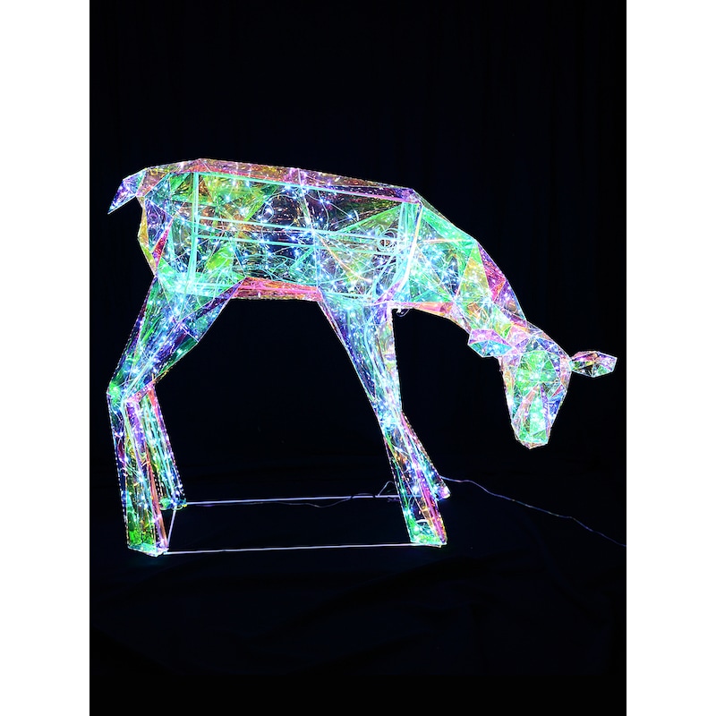 Buy Iridescent Holographic & Cool White LED Feeding Reindeer Light ...