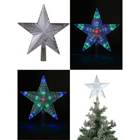 Multi Colour LED Illuminated 3D Star Tree Topper Decoration - 22cm