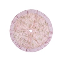 Pink With Gold Sequin Starburst Pattern Christmas Tree Skirt - 1.2m