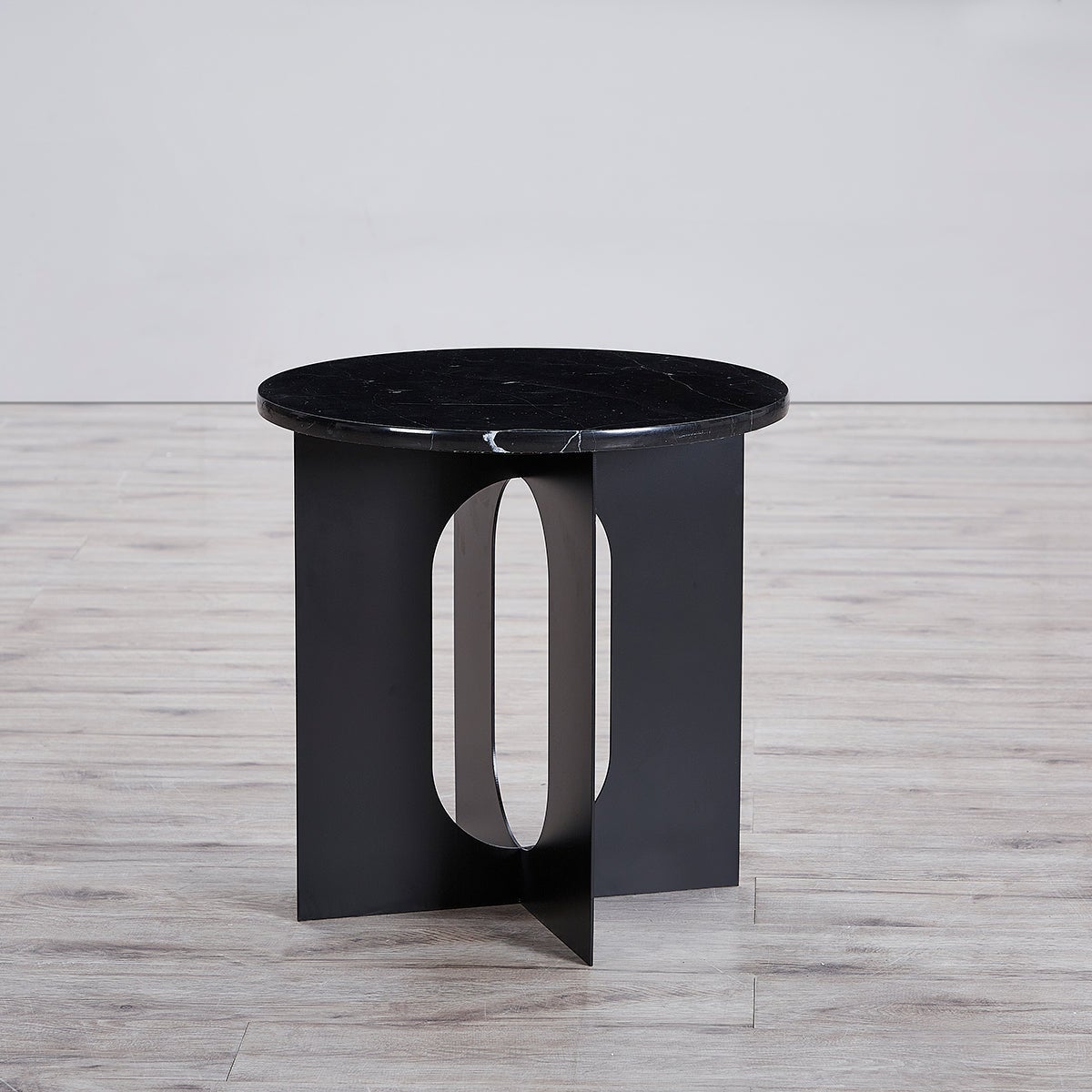 Black Marble and Metal Side Table