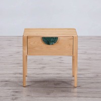 Craft Hardwood & Marble Side Table - Natural - Customisable Marble Handle