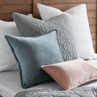 Velvet and Linen Double-Sided Cushions - Dusty Blue & Pink