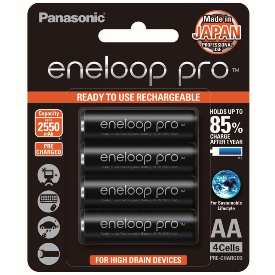 Panasonic Eneloop Pro AA 2550mAh - 4 Pack Batteries Pre-Charged