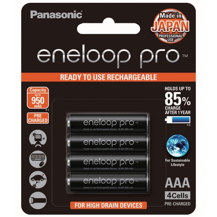 Panasonic Eneloop Pro AAA 950mAh - 4 Pack Battery Pre-Charged
