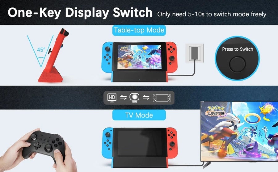 Multi-Port Charging Dock for Nintendo Switch / Switch OLED (LAN Model) Game  Console Portable Charging Stand with 1000Mbs LAN / 4K HD / Type-C / USB  Ports Support TV Mode
