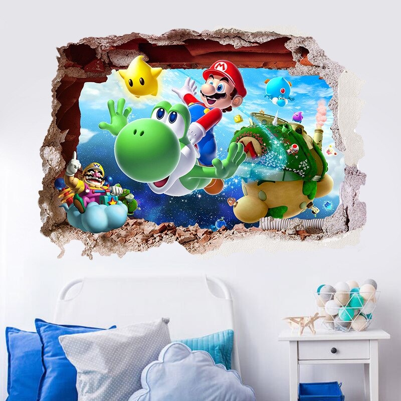 Buy Super Marios 3D Wall Sticker Anime Game Dinosaur Background Wall