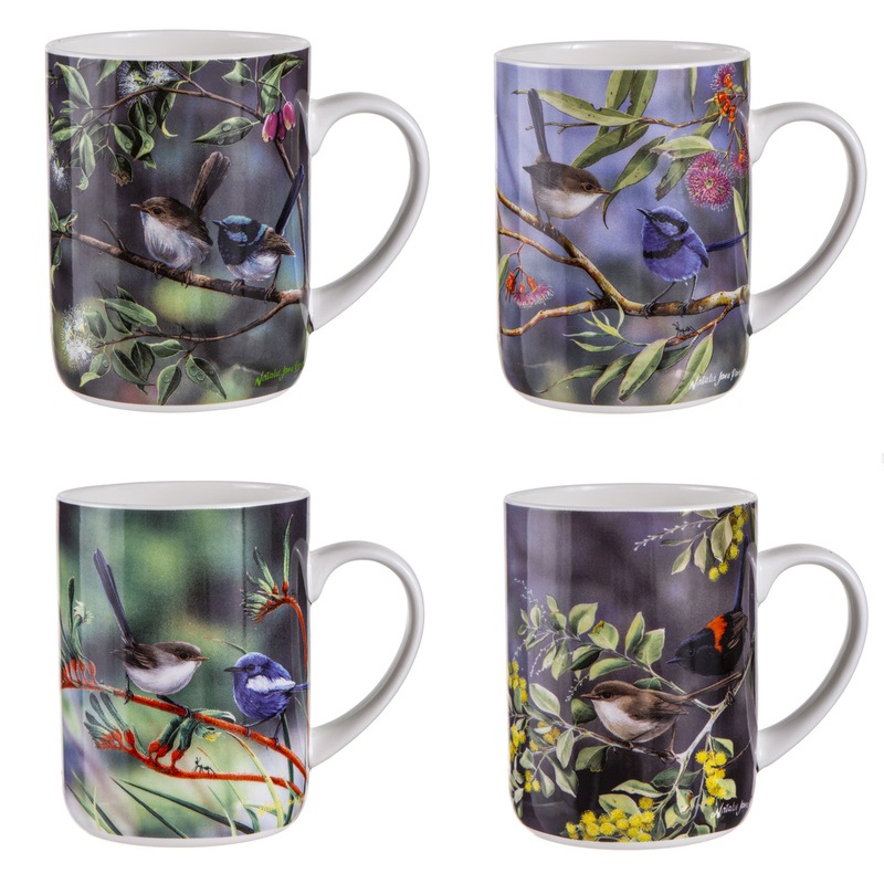 Buy Ashdene Australian Wren Set 4 Assorted Coffee China Mugs - MyDeal