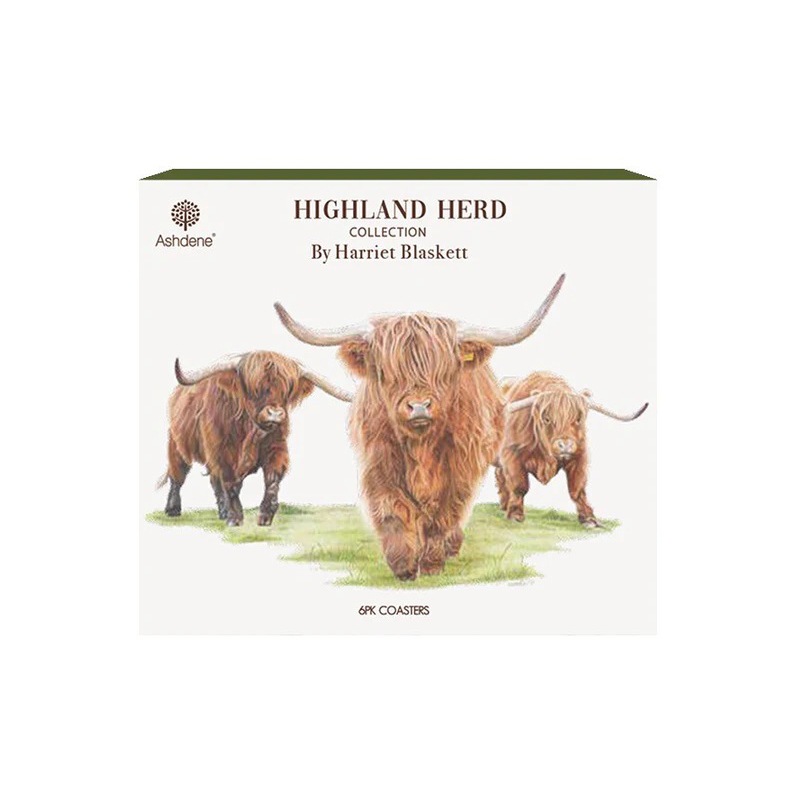 Buy Ashdene Dining Kitchen Highland Herd Cork Back Coasters Set 6 - Mydeal