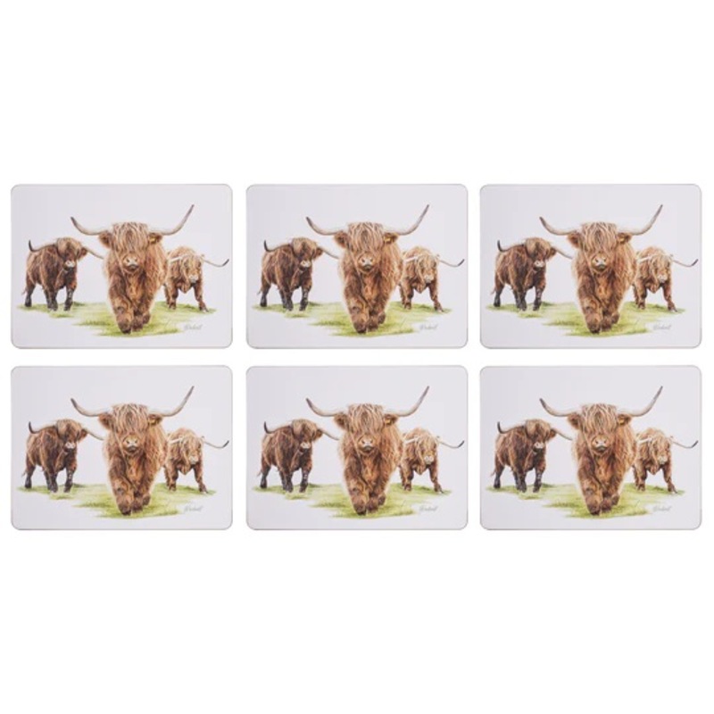 Buy Ashdene Dining Kitchen Highland Herd Cork Back Placemats Set 6 MyDeal