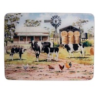 Ashdene Kitchen GLASS Farming Life Mother & Calf Surface Saver Board