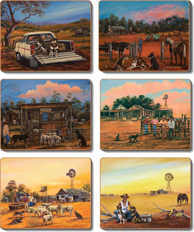 Country Kitchen Kelpie Kapers Cinnamon Cork Backed Placemats Set 6