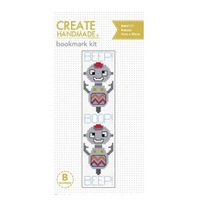 Create Handmade Cross Stitch Bookmark Kit Beginner Robots 20x5cm