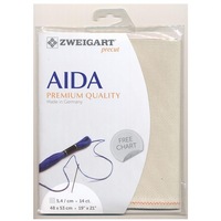 Zweigart Cross X Stitch Aida Cloth 14ct Fawn/Cream 48x53cm Fabric