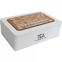 French Country Tea Bag Box Rectangle Varieties White Teabag Holder