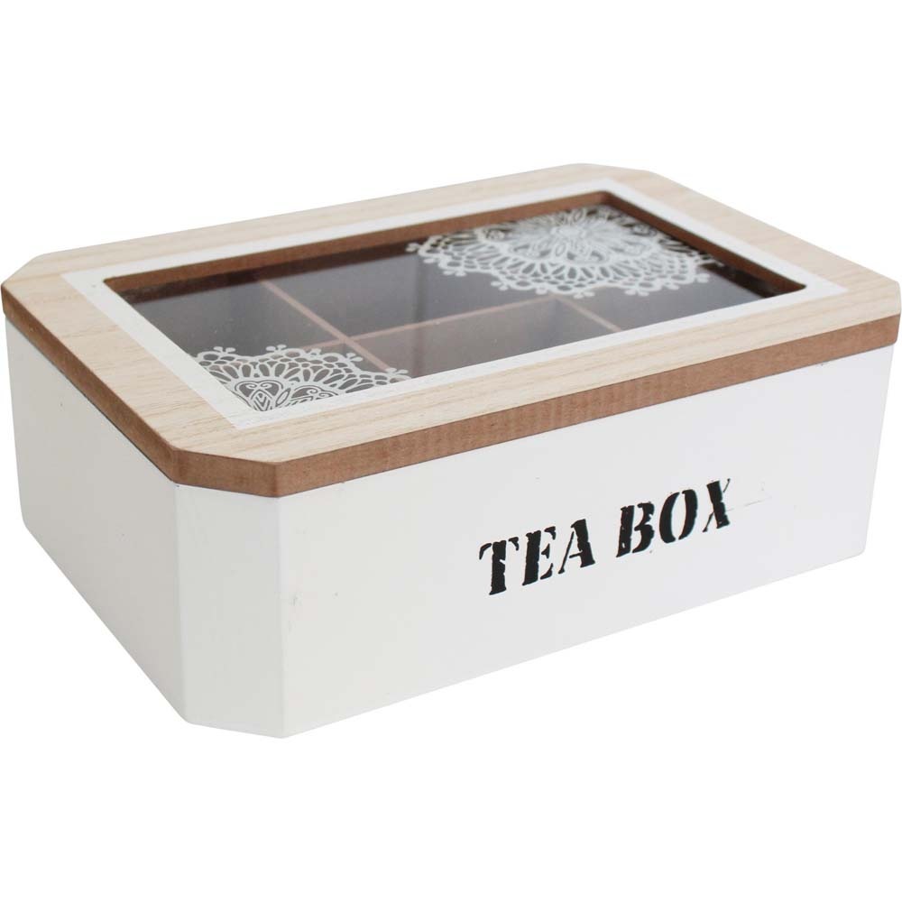 Buy French Country Tea Bag Box Rectangle White Mandala Teabag Holder ...
