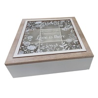 French Country Tea Bag Box White Love is There Canister Teabag Holder