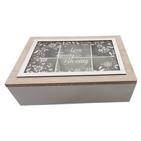 French Country Tea Bag Box White Love of a Family Canister Teabag Holder