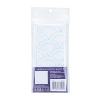 Japanese Sashiko Printed White Cotton Cloth Waves 31x31cm x 1