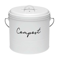 Ladelle Enamel Eco Kitchen Scraps Compost Bucket with Filter White
