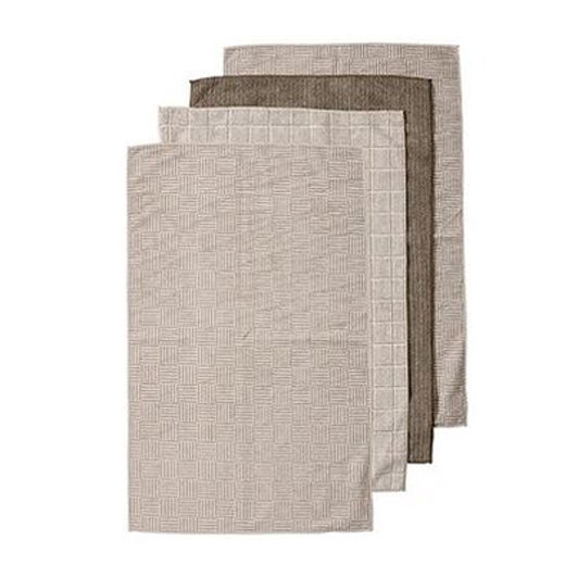 Ladelle Microfibre Kitchen Tea Towels Taupe Dish Cloths Set 4