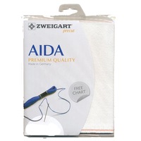 Zweigart Cross X Stitch Aida Cloth 18ct Antique White Sparkle 48x53cm
