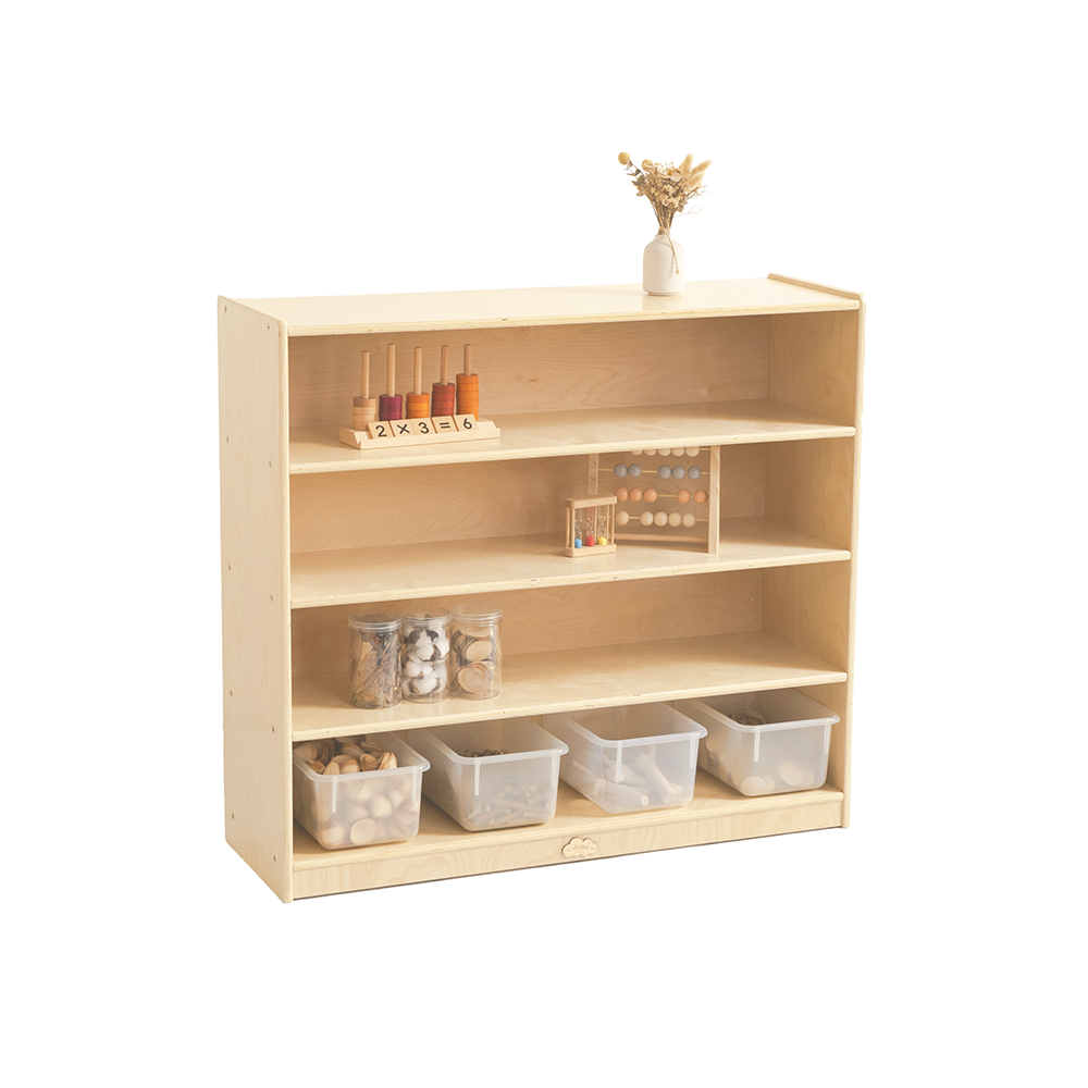 Jooyes Kids 4 Shelf Wooden Bookcase Organiser Storage - H91cm