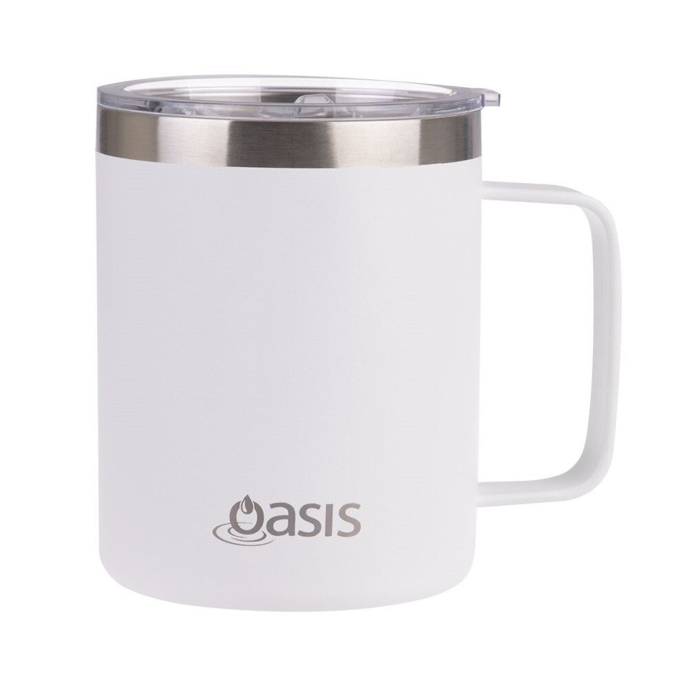 Oasis Stainless Steel Double Wall Insulated "Explorer" Mug 400ml - White