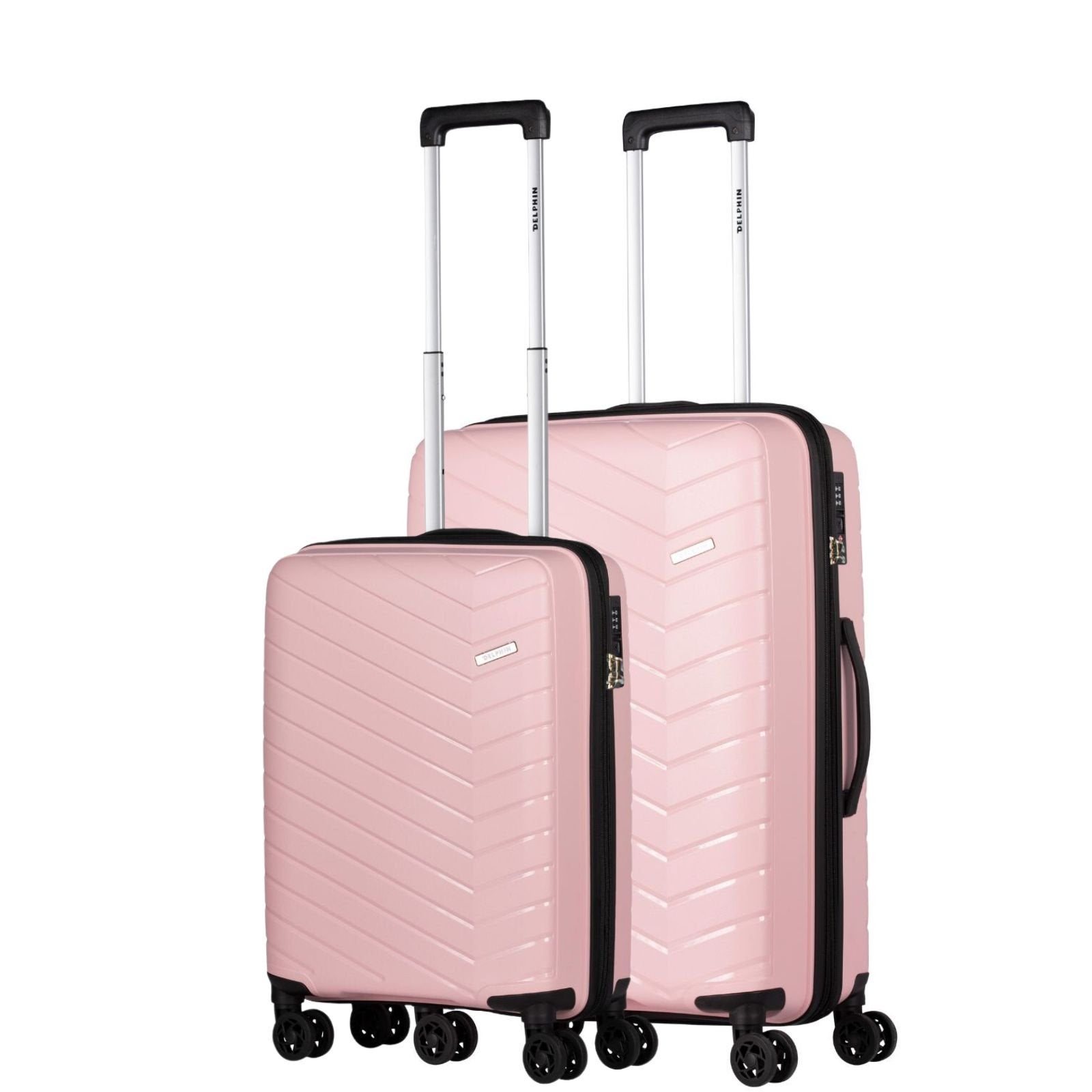 Delphin Del Mar Hardside 2 Piece Spinner Suitcase Set Medium + Cabin Sweet Pink