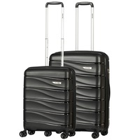Delphin Wave Hardside 2 Piece Spinner Suitcase Set Medium & Cabin Black