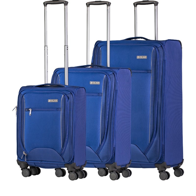 Buy Volair Forte 3 Softside 3 Piece Spinner Suitcase Set Navy - MyDeal