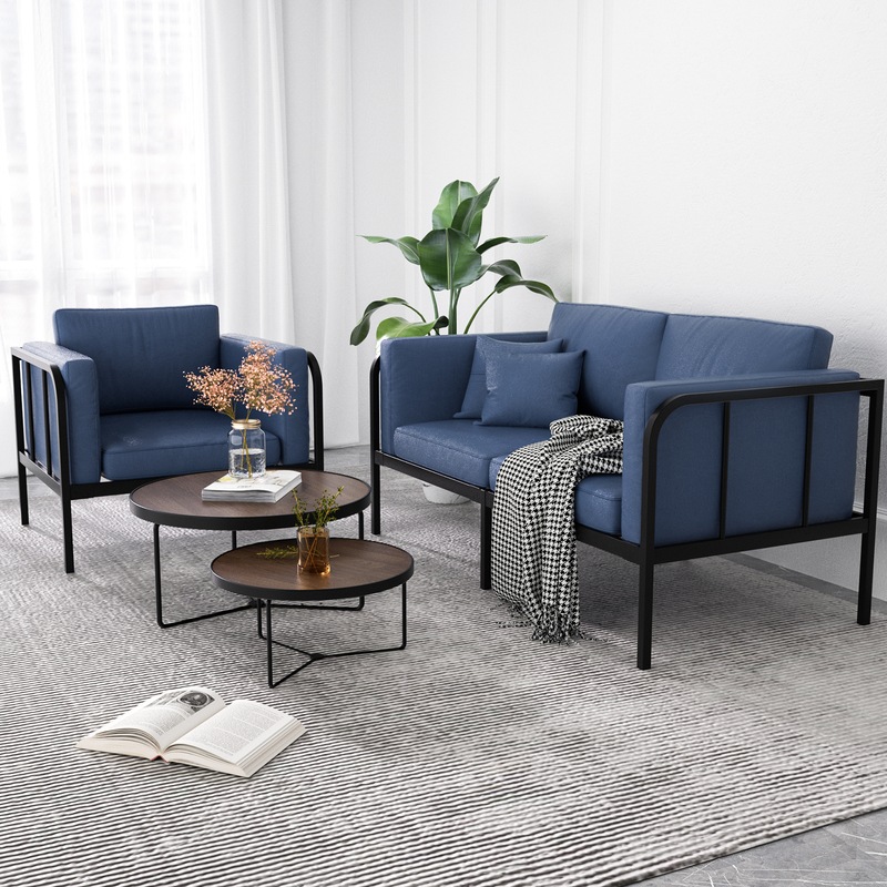 Buy 1&2 Seater Leather Iron Frame Sofa Set Upholstered Lounge Couch