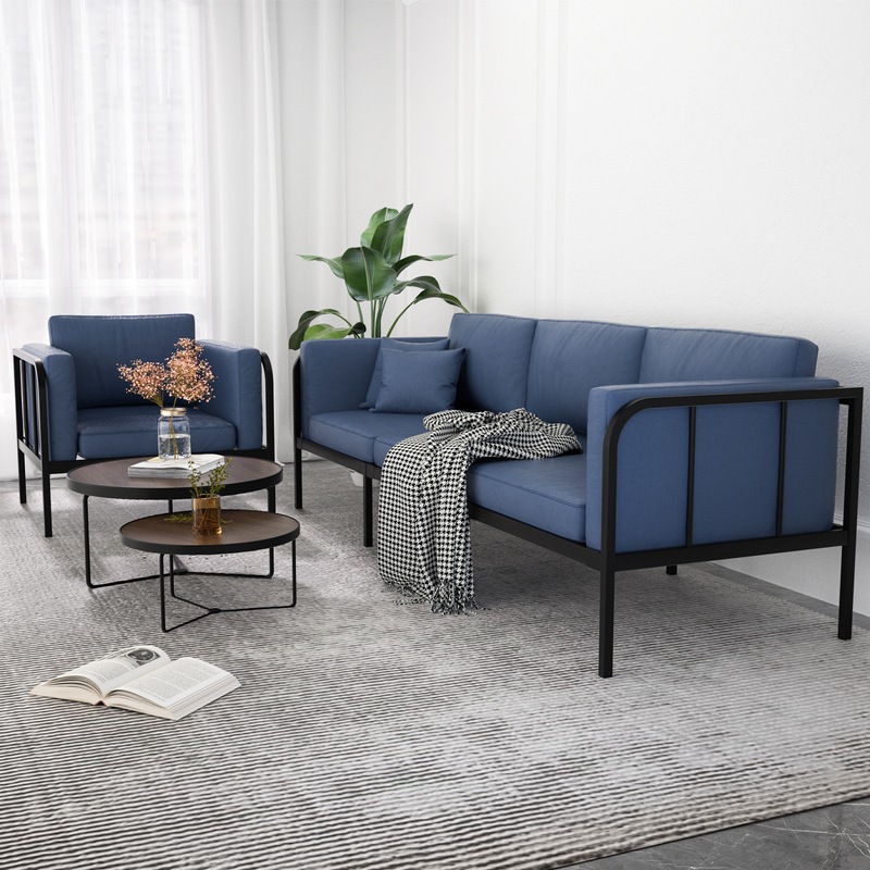 Buy 1&3 Seater Leather Sofa Set with Iron Frame Upholstered Lounge