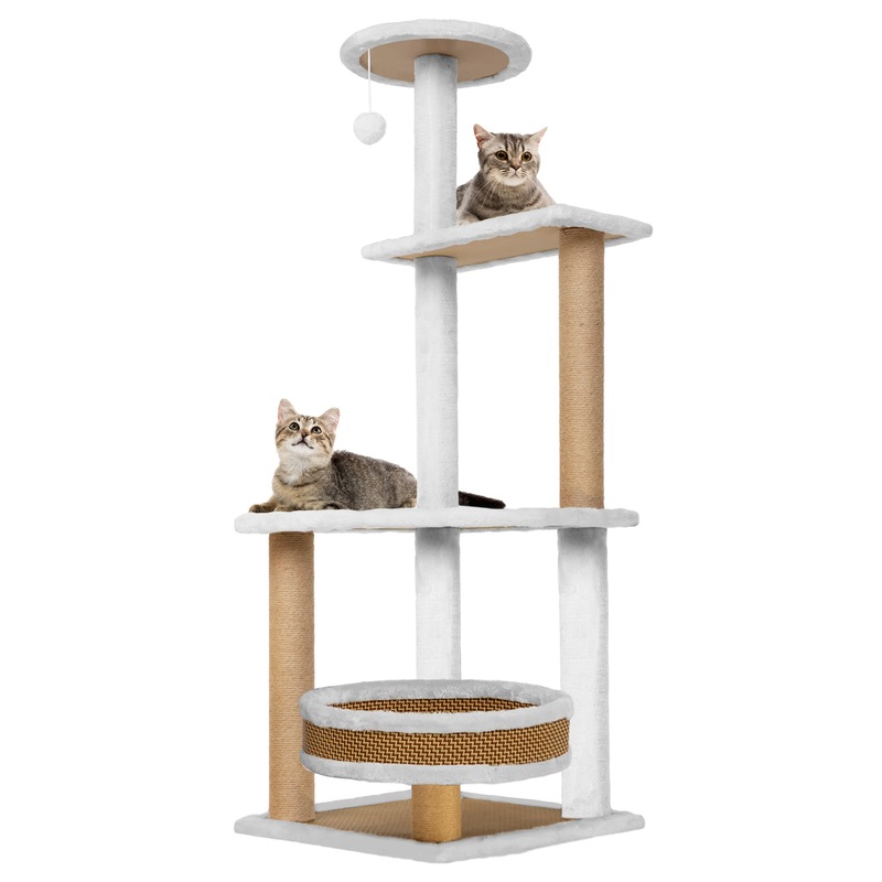 Buy Cat Tree 118cm Scratching Post Rattan Scratcher Cats Tower Wood Furniture House Mydeal