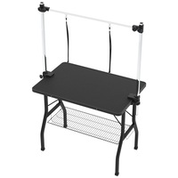 Pet Grooming Table Anti Slip Dog Cat Salon Vet 2 Loops W/basket Black