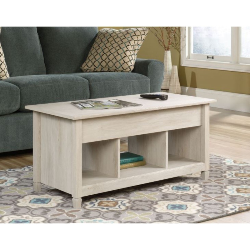 Sauder Edge Water Lift Top Coffee Table Chestnut woodgrain Show Home