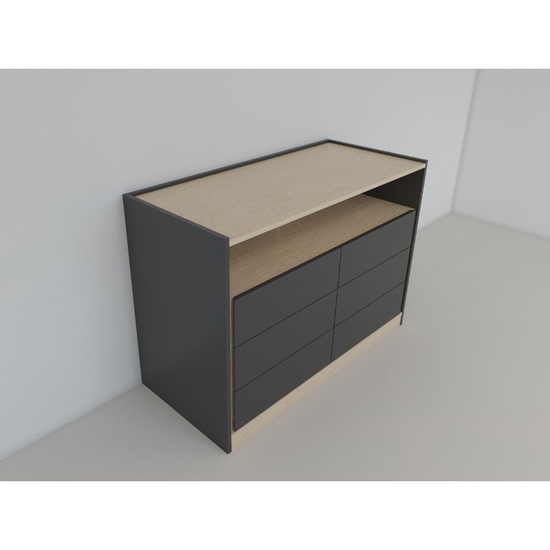 Buy Kodu Ellis Chest Dresser Lowboy 2x3 drawers woodgrain and black