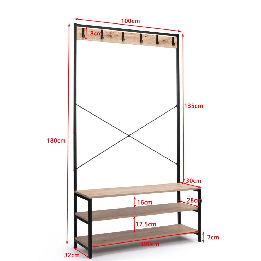 Hallway bench seat with coat clearance rack