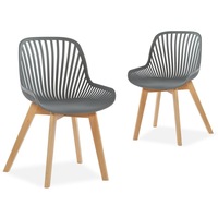 Lilian Grey Modern Dining Chairs Wooden Legs (set of 2)