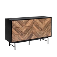 Verona Tallboy Lowboy Dresser Chest with 6 drawers woodgrain and black